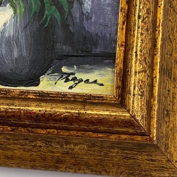 Vintage Yellow and Orange Floral Painting - Picture 3 of 5